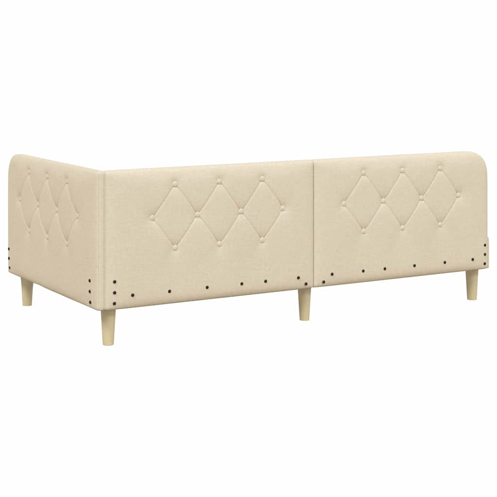 Corner Bed Frame Cream 90 X 200 Cm Fabric