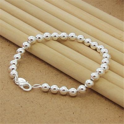 925 Sterling Silber Armband 6/8/10MM Glänzendes Perlenarmband für Frau Charm Schmuck Geschenk