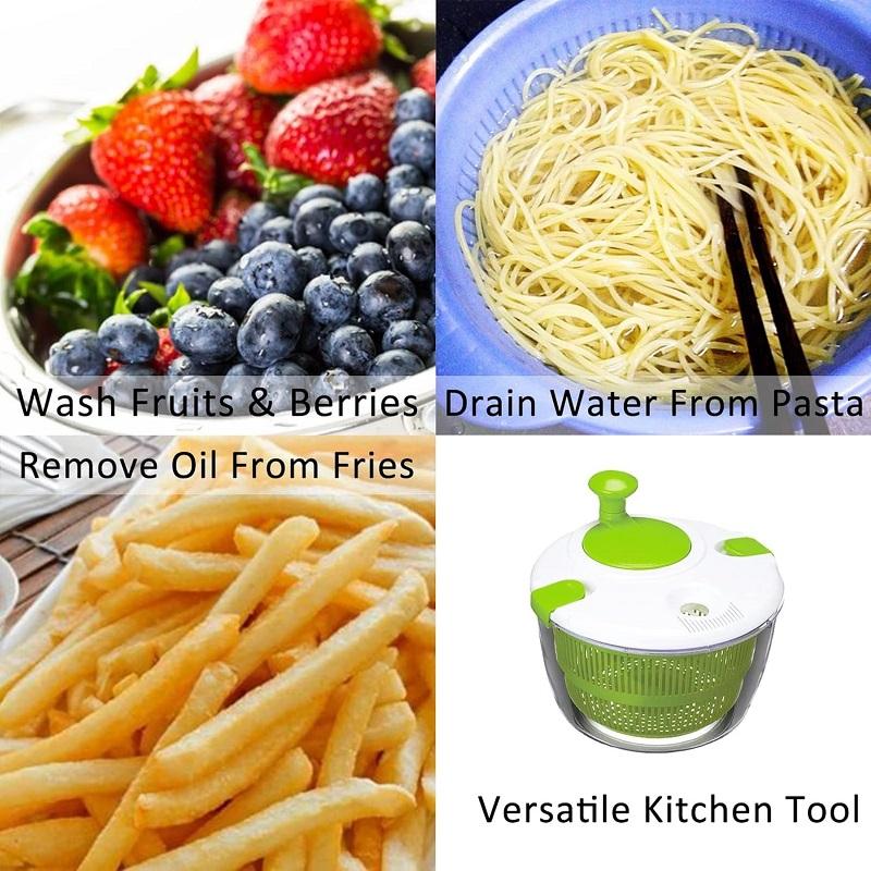 Salad Spinner Vegetable Washer Dryer Drainer Strainer with Bowl  Colander Fruit Washer Pasta and Fries Spinner