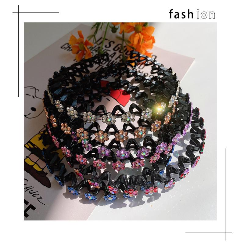 Fashion Pearl Non-Slip Rhinestone Hairbands Elastic Flower Child Hair Hoop Bands Headband Bezel Girls Hair Accessories