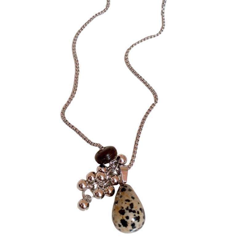 

Natural Stone Decorated Sun Pendant Necklace Stylish Titanium Steel Chain Stylish Jewelry For Fashion Lovers