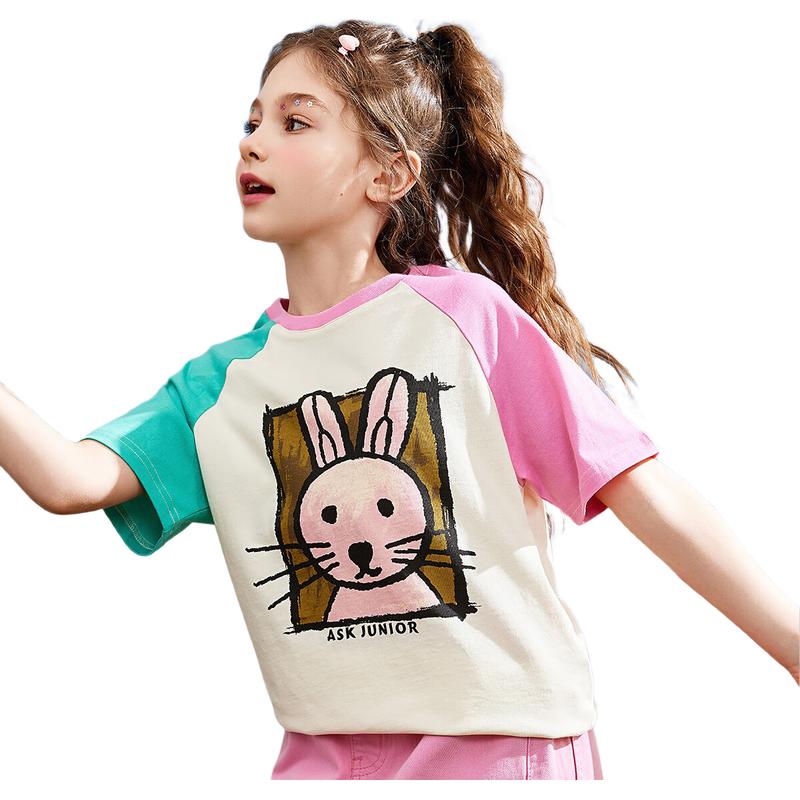 ASK JUNIOR Girls  Rabbit Print Raglan T-Shirt 140