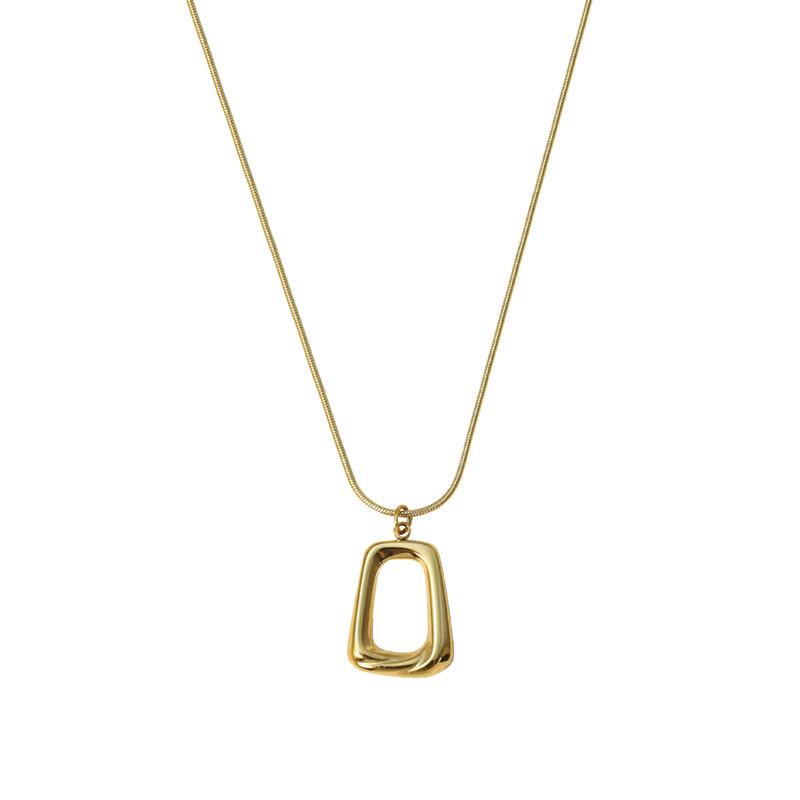 Light Luxury Simple Geometric Square Necklace Niche Design High-End Stainless Steel Jewelry Summer New Items
