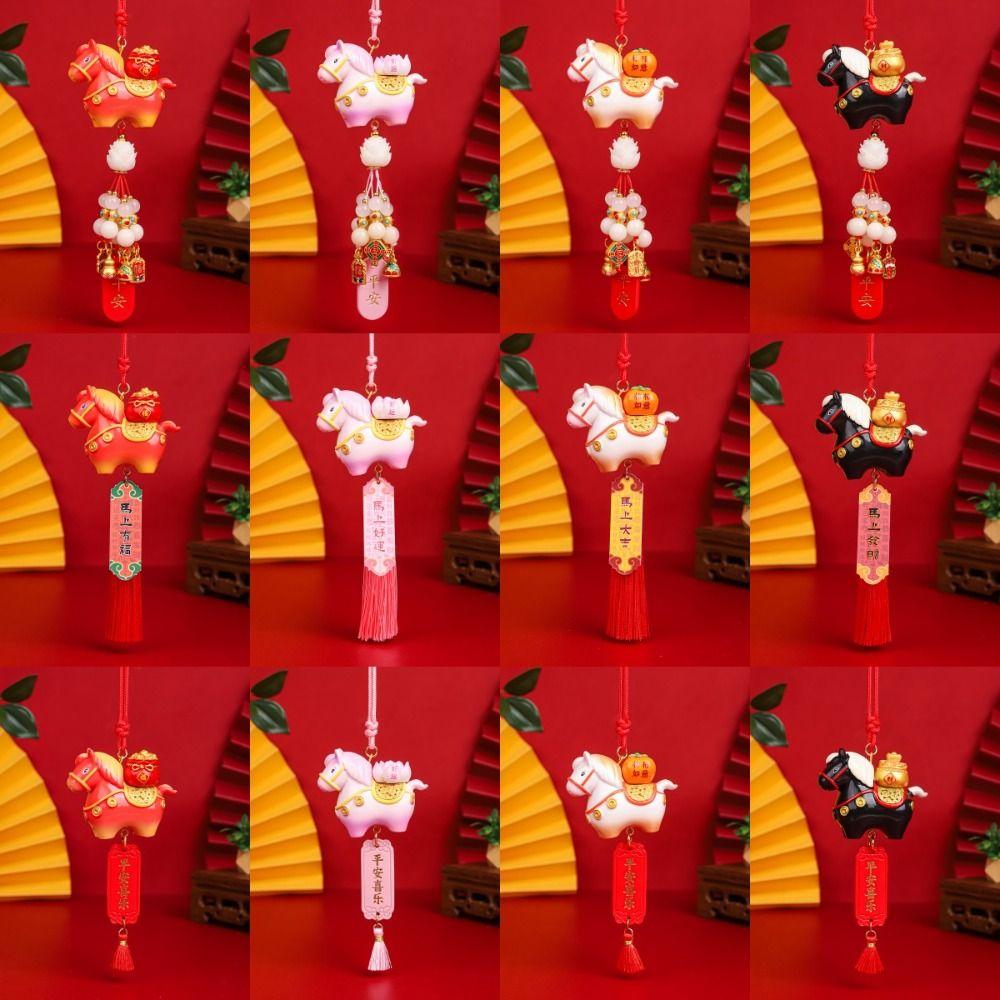 Tang Horse Spring Festival Car Hanging Pendant Zodiac Pony Figurine Car Ornament Festive Decor