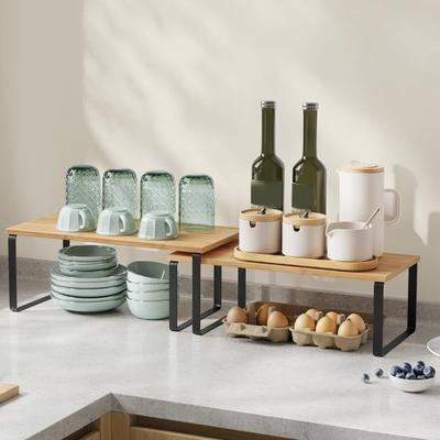 2Pcs Cabinet Organizer Shelves Strong Load-bearing Stackable Multipurpose Spice Racks Kitchen Counter Shelves