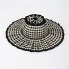 Women Straw Hat Plaid Print Summer Foldable Hat Wide Brim UV Protection Lightweight Breathable Beach Sun Hat