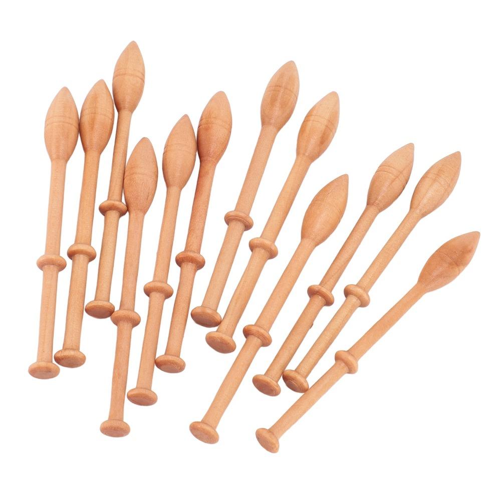 12pcs Antique French Wooden Lace Bobbin Wood Weaving Tools Portable Bobbin Lace Kit For Beginners