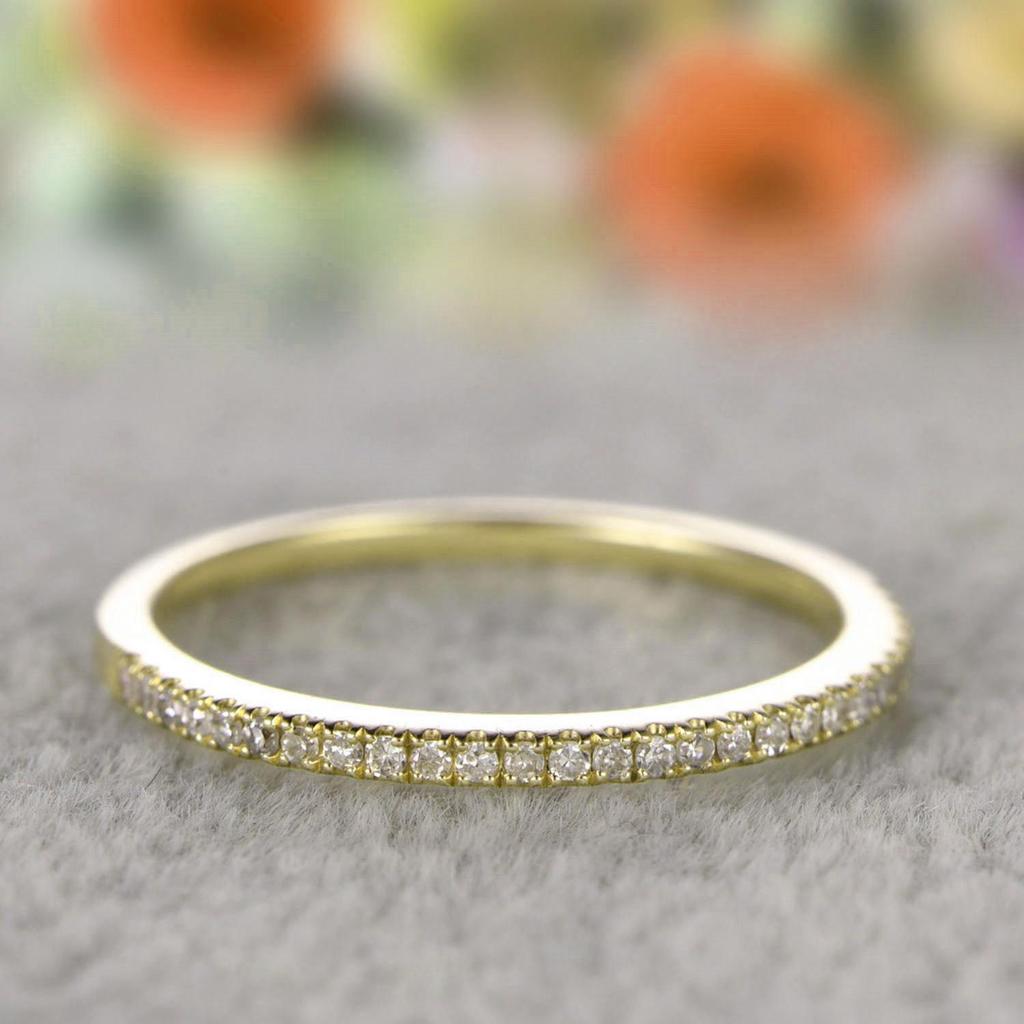 Women's Stackable Thin Ring with Small Diamonds