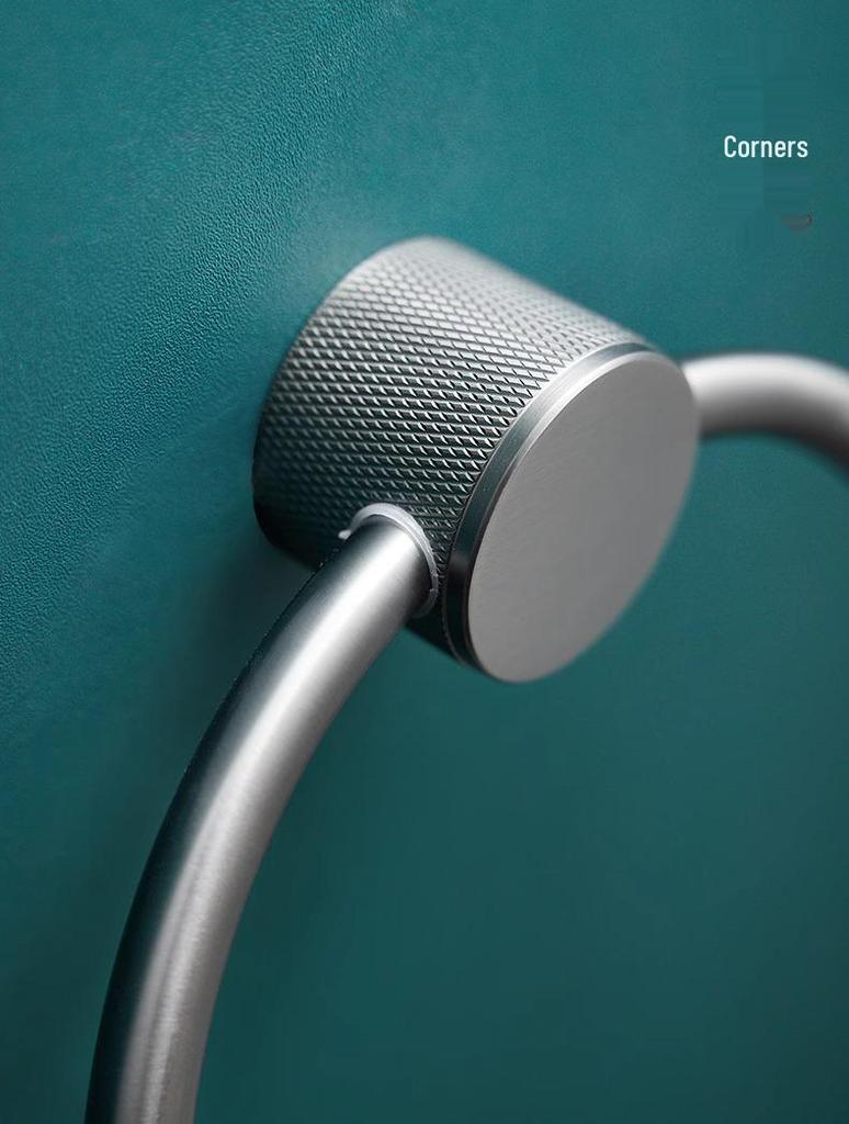 Gunmetal Gray All-Copper Round Wall-Mounted Bathroom Towel Ring