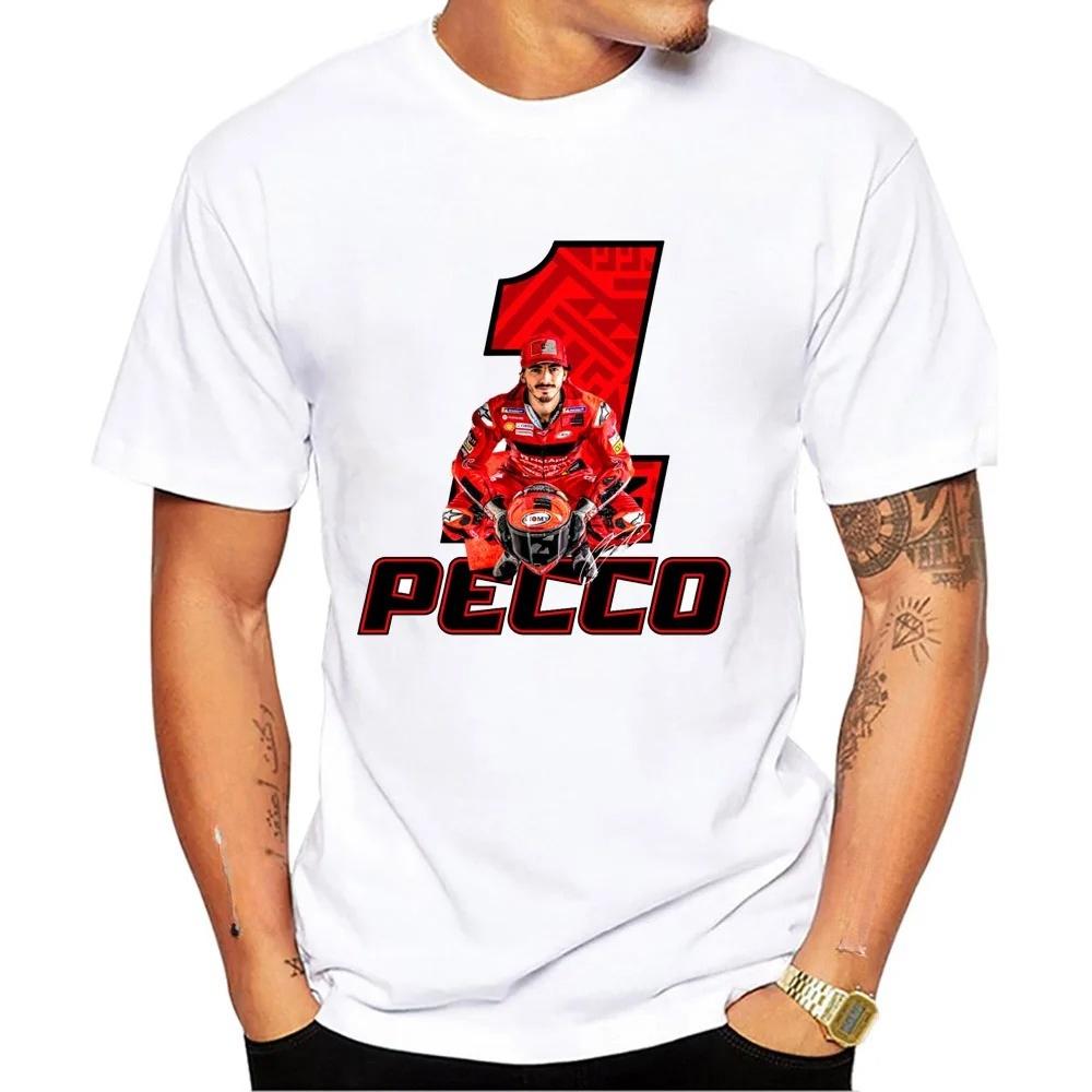 Francesco Bagnaia Pecco 1 GP Riding T-Shirt Hip Hop Boy Rider Casual T Shirt Pecco 63 Man Motorcycle Sport Racing White Tees
