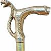 Solid Brass Cobra Head Handle Walking Stick -  Leather Wooden Cane, 91 Cm