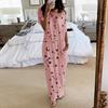 Geniş Kesim Maksi Elbise Kadın Günlük Kısa Kollu Yıldız Ay Baskılı Pijama Ev Elbisesi Pembe Mavi Beyaz Gri 4 Renk