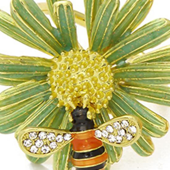 4Pcs Napkin Rings Adorable Anti-rust Alloy Spring Flower Bee Painted Napkin Buckle for Party