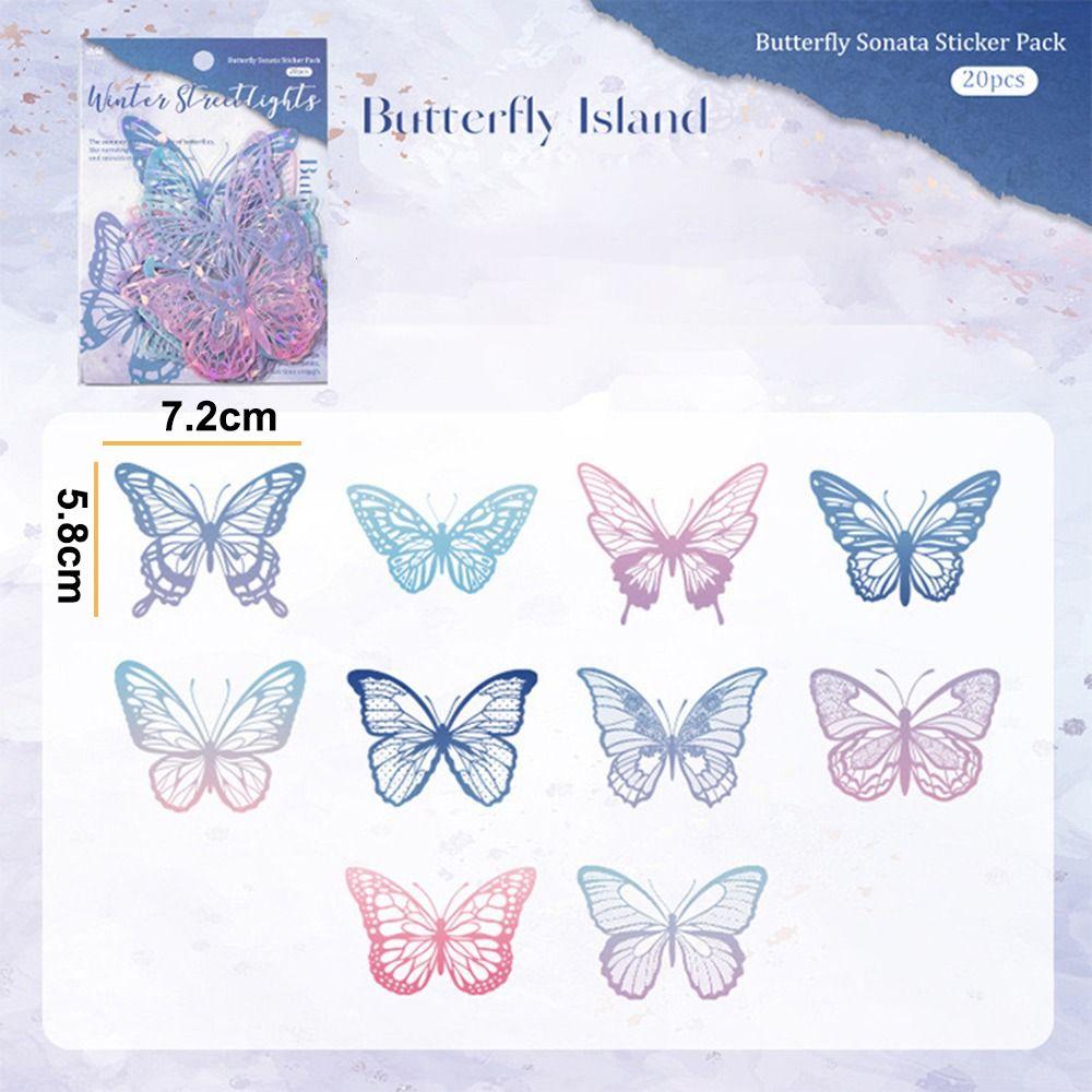 20pcs New PET Bright Sticker DIY Colorful Scrapbook Stickers Cartoon Cake Topper Children Gifts