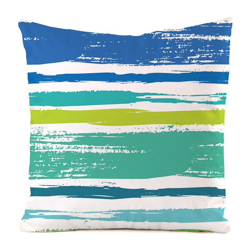 Nordic Striped Patterns Digital Printing Short Plush Pillow Covers Decorative For Car Sofa Office Cushion Cover Home Goods