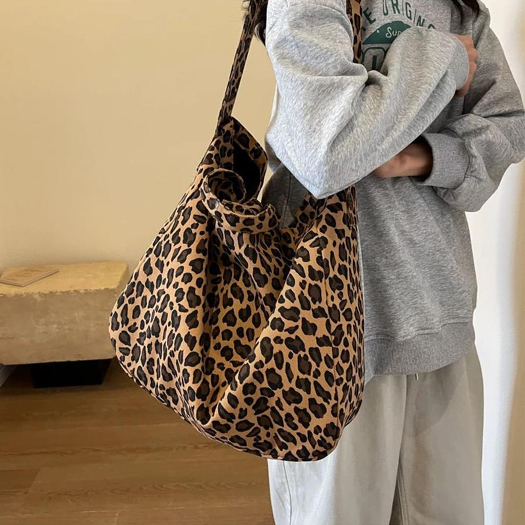 1Pc Large Capacity Leopard Print Tote Bags, Canvas Bags, Shoulder Bags, Handbags, Shopping Bags—women's Bag Trend