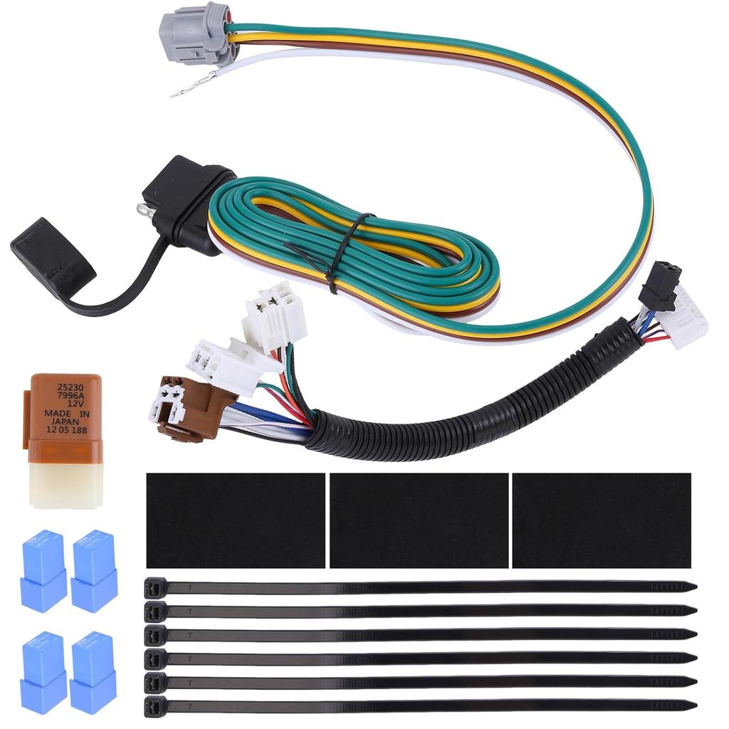 4 Way Flat Trailer Wiring Harness Kit Compatible with Infiniti QX60 2014-2020, for Nissan Pathfinder 2013-2020 4 Way Flat T-Connector Harness,