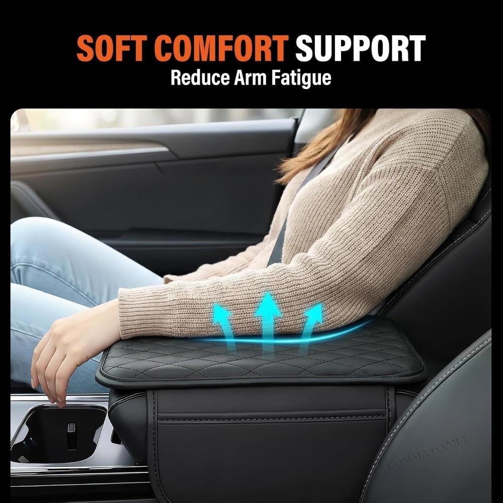 Xiaomi Upgraded Car Center Console Cover, Leather Car Armrest Cover Cushion with 2 Storage Bags, Universal Car Armrest Storage Box