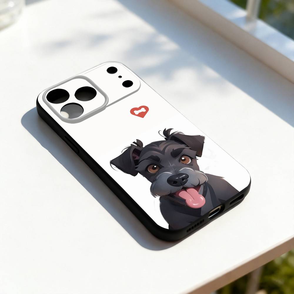

Cartoon S-Schnauzer Dog Phone Case For iPhone 11,12,13,14,15,16,17,Pro,Max,Plus,E,SE4,Air,Mini Black Soft Cover iPhone11
