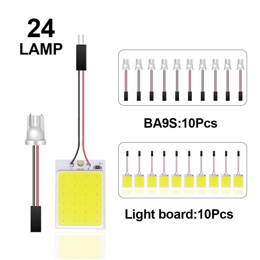 10PCS Car LED Lights Panel 18/24/36/48 SMD T10 BA9s 12V COB Lamp Bulb Car Dome Light Reading Lights Auto Interior Accessories