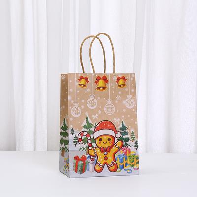 12/30pcs Christmas Kraft Paper Tote Bags Recyclable Gift Bags for Holiday Presents Party Favors Classroom Retail Packaging