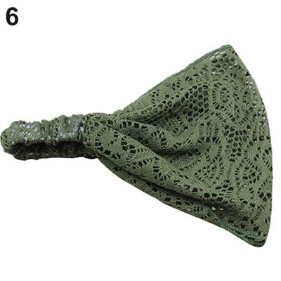 Elegantní dívčí elastická široká krajková čelenka Turban čelenka s šátky do vlasů