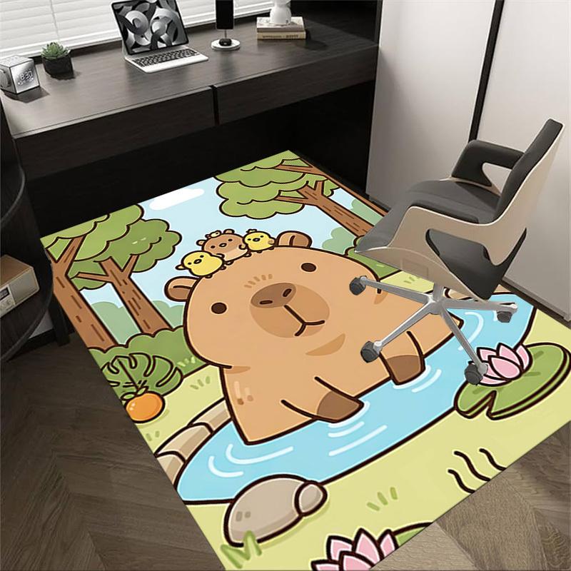 

1PC Pond and Kapibala Extra Large Non-Slip Floor carpet, Office, family, bedroom, Studio - Large Area Rug Indoor Rugs, Vibrant Colors-W282 60cm by 90cm