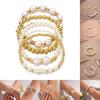 Artificial Pearl Beaded Bracelet With Geometric Oval Design For Womens Fashion Accessory