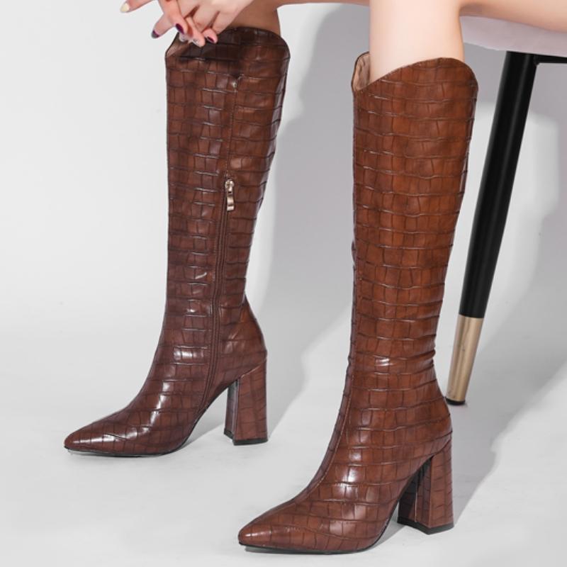 Black White Knee High Boots Women Winter Shoes 2024 Sexy Blue Western Women's Cowboys Long Boot Big Size Footwear Brand