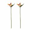 2 Pcs PU Artificial Bird of Paradise Flower Red No Fade Decorative Paradise Bird Plant Long Stem 23.62in Fake Greenery Plants