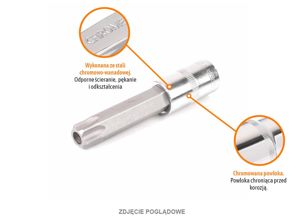 Klucz Nasadowy 1/2" Z Bitem Torx 100 Mm/T50 / (Z Otworem) / Teger