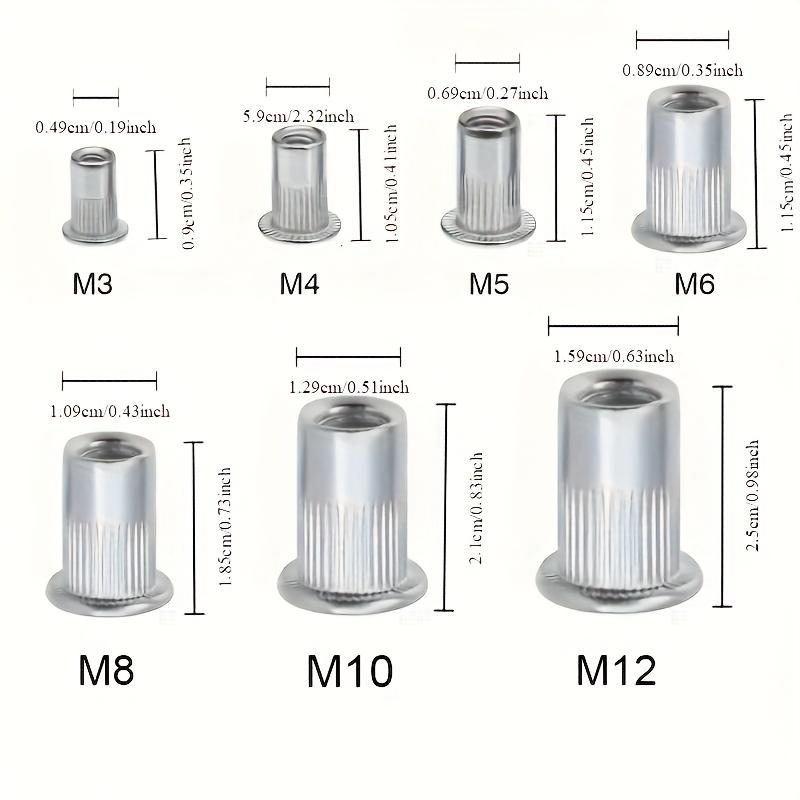 165pcs Nutserts Set, M3-M12, Partial Thread Coverage, Right-Hand Thread, Flat Head Threaded Inserts for Sheet Metal Assembly & Furniture Repair