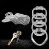 Sex Products HT-V4 Set Male Chastity Device Cock Cage With 4 Penis Rings Sex Toys For Men Resin Virginity Lock