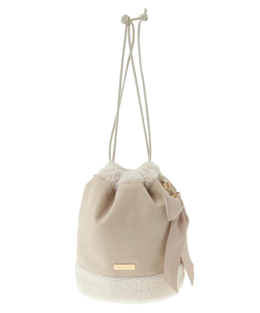 Maison de Fleur Women's Shearling Drawstring Shoulder Bag, Pink, 08000039000