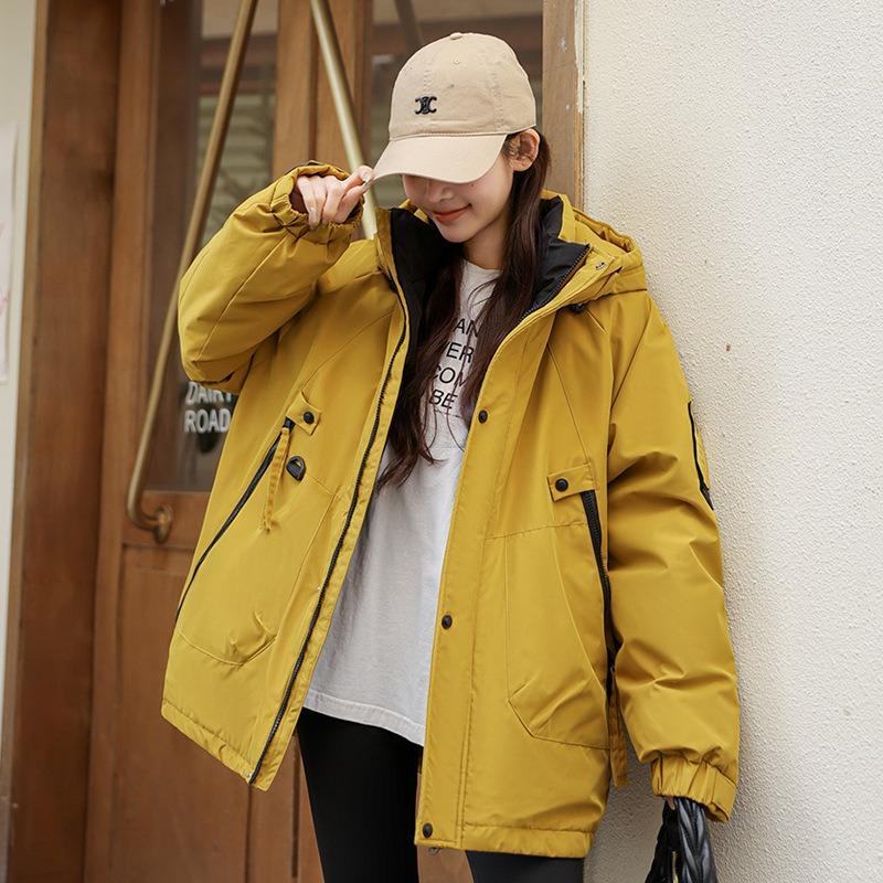 Outdoor jacket women's short model new winter thickened tooling casual down cotton-padded jacket jacket