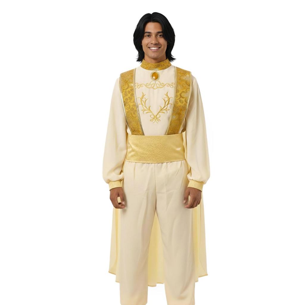 [monoii] Aladdin Cosplay Adult Arab King Costume Halloween Arabian Prince Ali Costume, Sizes S, M, L, XL, d477-2