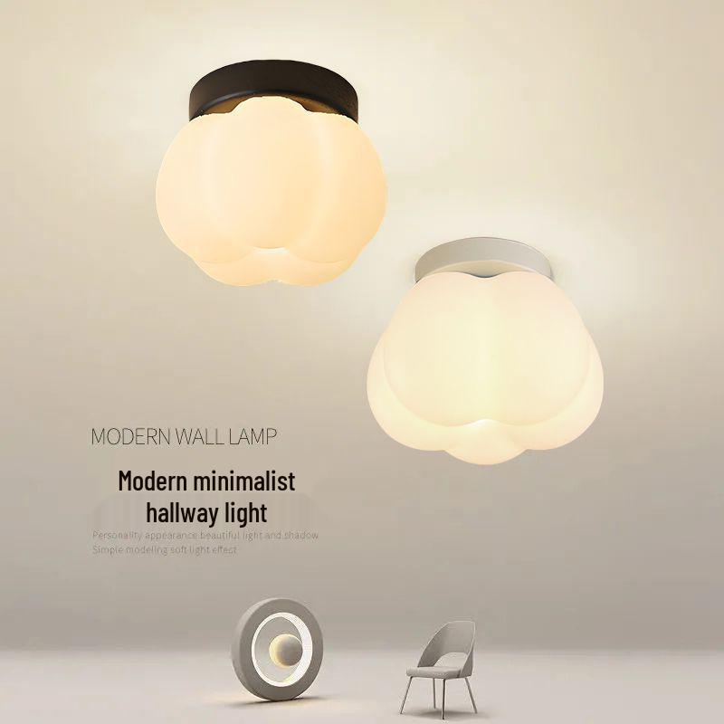 French Retro Ceiling Light with Chinese Corridor Style, Pumpkin-Shaped for Balcony and Entrance Hall