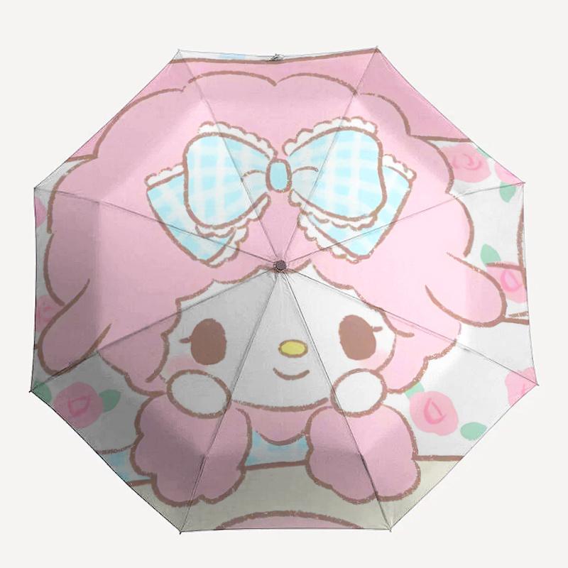 1pc My Melody Automatic Opening/Closing Umbrella with Cute Bow Design - Portable Folding Design, 8-Bone Iron Frame, Outdoor Use, Ideal Gift for Fans,