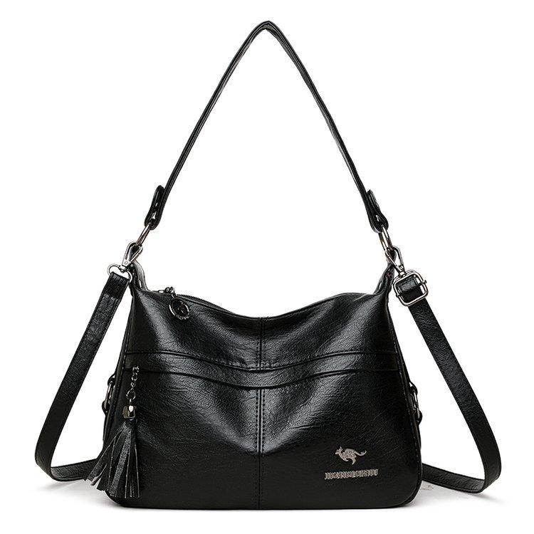 

Винтажная сумка кроссбоди большой вместимости, дорожная ручная сумка на плечо для мамы среднего возраста чёрный