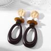 Bohemian Geometric Resin and Metal Oval Earrings with Rope Detail for Women