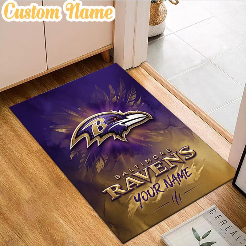 Custom Name football Ravens Logo  Rug, Office Rug, Chair Rug, Carpet for Living Rooms, Doormat Game Rug Home Decor Christmas Gifts