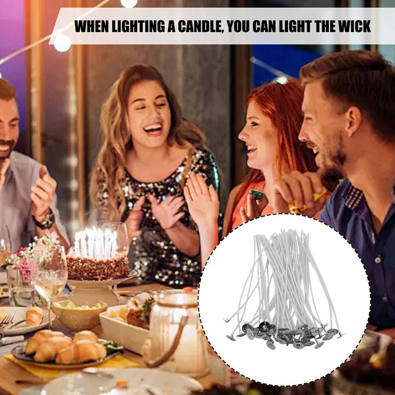 50pcs/set 40 Strands Candle Wicks Soy Wax Core Woven Cotton Core Kerosene Lamp Wax Line DIY Candles Making Wicks 8/10/15 20CM