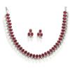 ZENEME Antique Oxidised Silver Plated Traditional Temple Coin Red American Diamond Studded Necklace