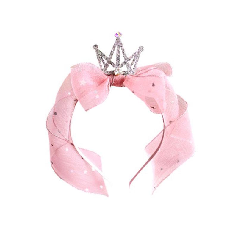 Sommer Prinzessin Krone Strass Schleife Stirnband für Mädchen – Koreanischer Stil Haarschmuck
