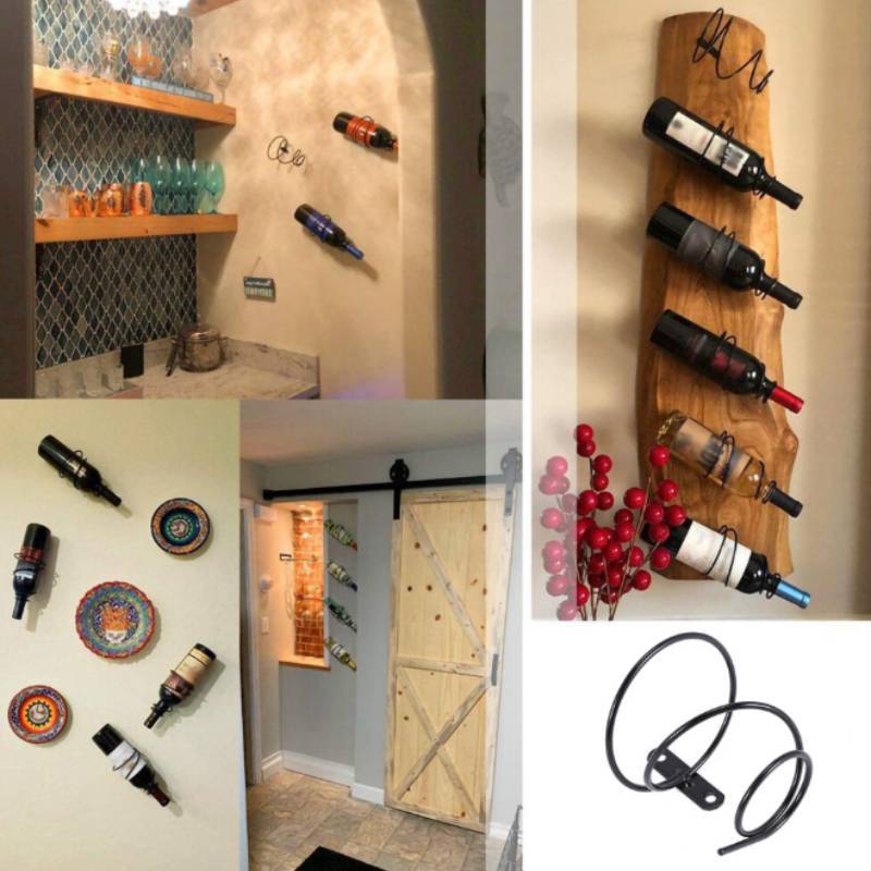 Modern Iron Wall Wine Rack With Hollow Design For Home Decor And Storage