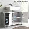 Bathroom Vanity Unit with 2-Door Cabinet and 3 Open Shelves, Made of Wood. 90x30x60cm. White