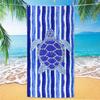 Blue and white turtle striped beach towel, absorbent quick drying beach pool towel