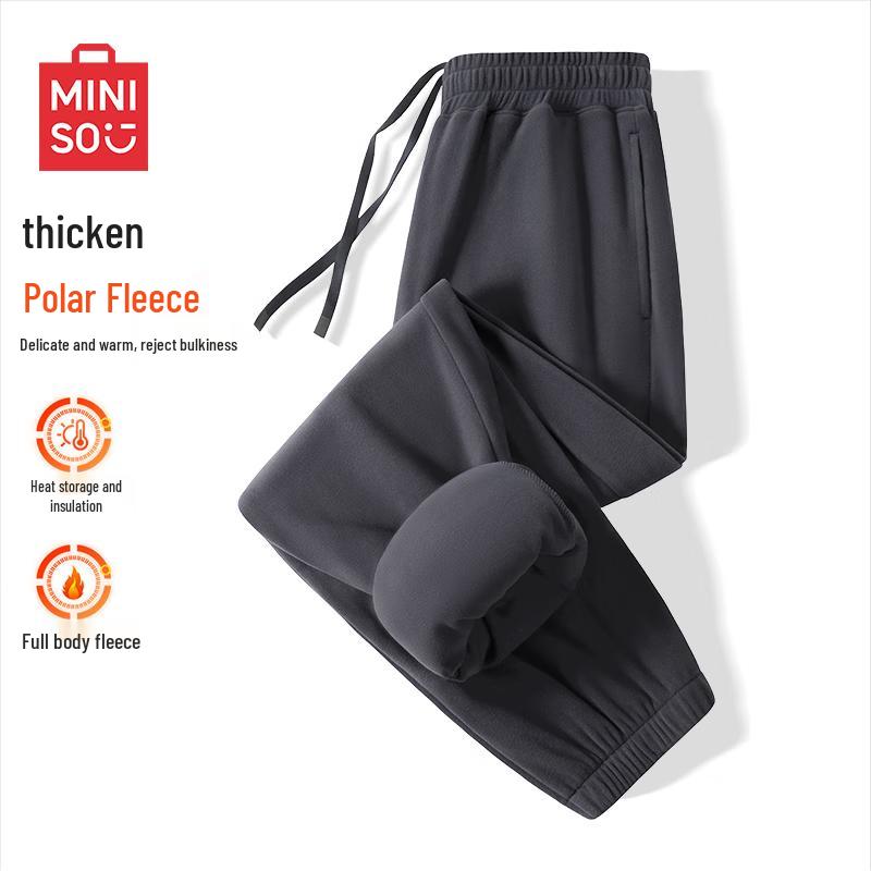 MINISO Men's Autumn/Winter Fleece Lined Casual Jogger Pants