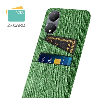 Dual Card Slots Phone Case for Vivo Y100 5G,Hard PC+Cloth Cell Phone Cover