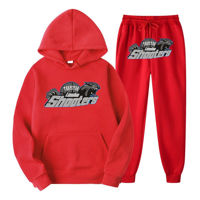 Printed Sportswear Men's Two-piece Loose Hooded Sweatshirt Set